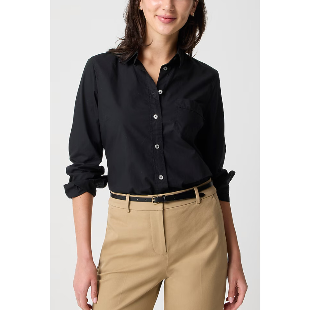 JCrew Factory | NWT Signature Fit Cotton Poplin Button Up Black | Sz M